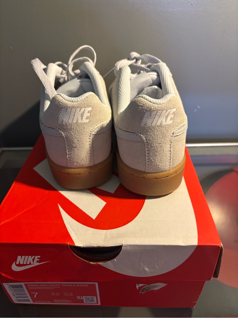 Nike Court Royale Suede Sneakers in Light Gray with Gum Sole Women’s 7 - Picture 4 of 5